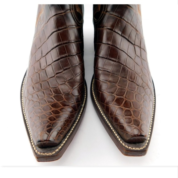 BACK AT THE RANCH Brown Crocodile Cowboy Boots 8.5 - Picture 3 of 8